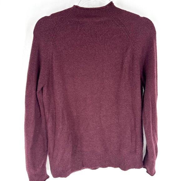 J.Crew Merino Alpaca Blend Mock neck Puff Sleeve Sweater Maroon Size Medium - Picture 4 of 8